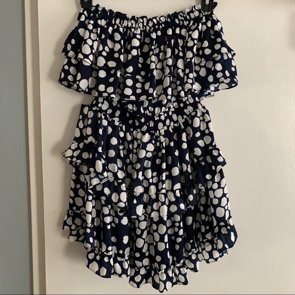 $326 Misa Smocked Waist Tiered Ruffle Mini Dress - Picture 9 of 14